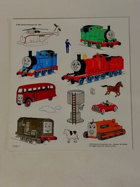 Vintage 1993 Thomas the Train & Friends Rose Art Reusable Vinyl Sticker Sheet